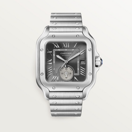 Unworn Santos Dual Time, Stainless Steel, 40.2mm, Ref# WSSA0076, with box