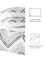 Comfort Canopy - Light Gray Reversible Painted Chevron Stitched Quilt Coverlet for Twin Size Beds