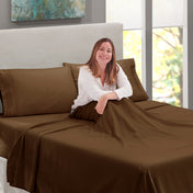 Clara Clark Twin Size Deep Pocket 3 Piece Bed Sheets Set, 1800 Series Hotel Luxury Soft Microfiber, Brown