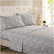 Mellanni Sheet Set Iconic Luxury Brushed Microfiber, Deep Pocket Sheet, 4 Piece King Paisley Gray