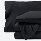 Bare Home Cozy Fleece Sheet Set - Extra Plush Polar Fleece - Deep Pocket - Split King, Black