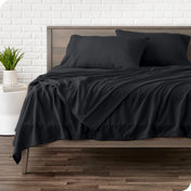 Bare Home Cozy Fleece Sheet Set - Extra Plush Polar Fleece - Deep Pocket - Split King, Black
