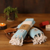 Luxury Linen Turkish Hand Towels for Bathroom Set of 2, Diamond Weave Soft Cotton, 16 x 40 Inches Decorative Peshtemal-Pack of 2, Turquoise