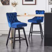 AUSTUFF Swivel Bar Stools Set of 2 Velvet Barstools for Kitchen Island (30", Blue)