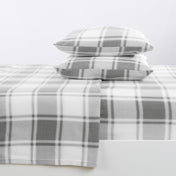 Great Bay Home Extra Plush Plaid Fleece Warm & Cozy Sheet Set (Full, Plaid Grey)