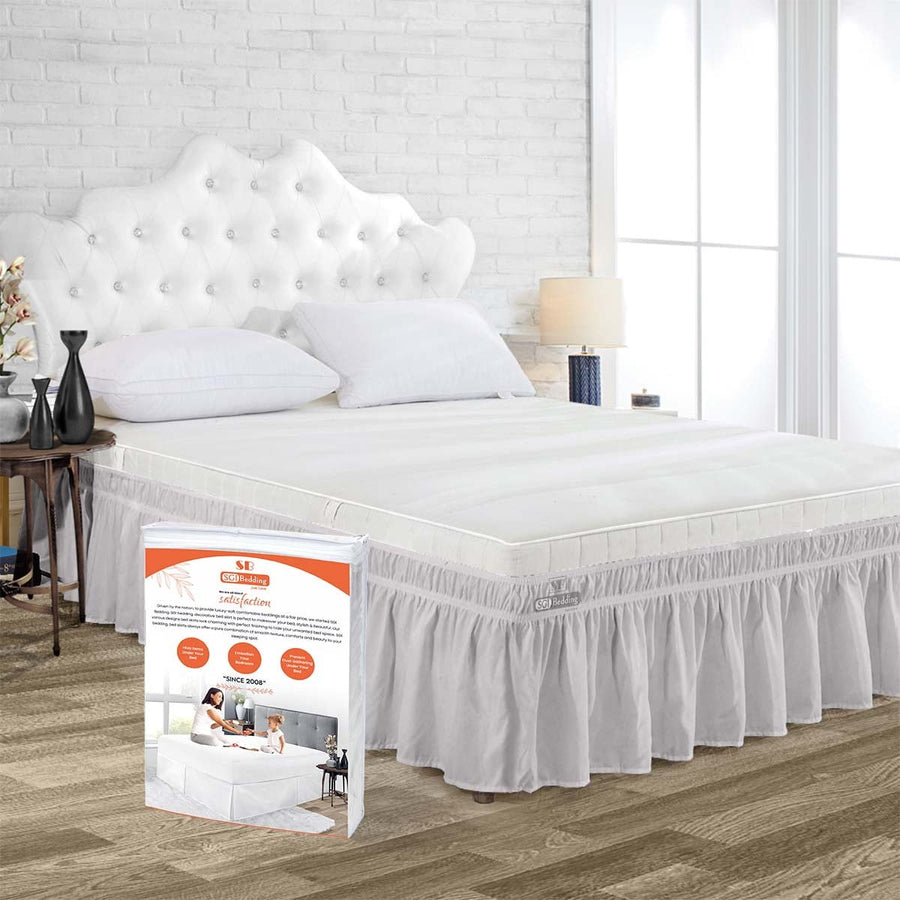 SGI Bedding 16 Inch Wrap Around Bed Skirt | Microfiber Bed Skirt | Fade Resistant, Wrinkle Free, Anti-static, Decorative, Extra Storage Space