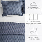 Noble Linens Navy Blue Diamond Pattern 2-Piece Duvet Cover Set, Twin/TwinXL