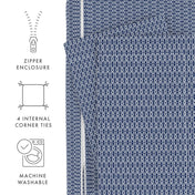 Noble Linens Navy Blue Diamond Pattern 2-Piece Duvet Cover Set, Twin/TwinXL