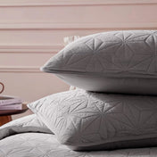 Whale Flotilla Microfiber Twin Size (68x88 inches) Quilt Set Lightweight Quilted Bedspreads Coverlets Set with Stars Pattern, Light Grey, 2 Piece (1