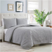 Mellanni Bedspread Coverlet Set Light Gray - Reversible Bedding Cover - Oversized Quilt Set, 2 Piece, Twin / Twin XL, Light Gray