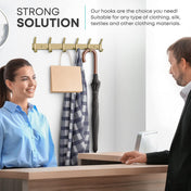 Brushed Gold Coat Rack Wall Mount with 6 Double Hooks for Hanging – 17 Inch Heavy Duty SUS304 Stainless Steel Rustic Coat Hooks – Hat, Clothes