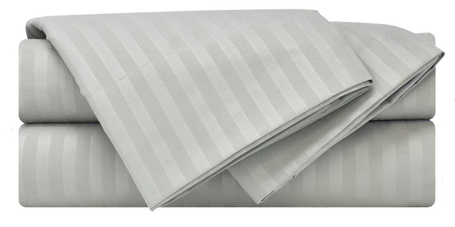 Mezzati Luxury 1800 Prestige Soft and Comfortable Collection Bed Sheets Set Cal King Striped Gray