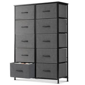 EDX 10 Drawer Dresser, Wide Chest Of Drawers Nightstand Storage Tower Storage Dresser Fabric Dresser With Wood Top for Living Room, Bedroom, Hallway