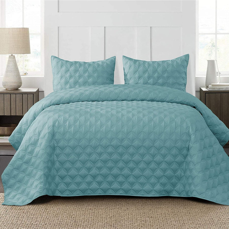 Exclusivo Mezcla Bed Quilt Set Twin Size for All Seasons, Stitched Pattern Quilted Bedspread/ Bedding Set/ Coverlet with 1 Pillow sham, Lightweight