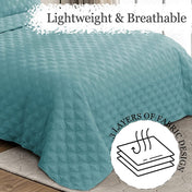 Exclusivo Mezcla Bed Quilt Set Twin Size for All Seasons, Stitched Pattern Quilted Bedspread/ Bedding Set/ Coverlet with 1 Pillow sham, Lightweight
