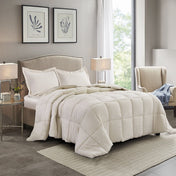 All Season Camel 3 Piece Twin Size Down Alternative Comforter Set with Corner Tabs