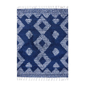 Modern Diamond Plush Polypropylene Indoor Shag Area Rug with Fringe - 8' x 10’, Cream-Blue
