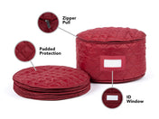 Covermates Keepsakes - Dish Storage - Padded Protection - ID Window - Stain Resistant - Machine Washable - China Storage, Red