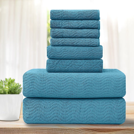 Anray Home Luxurious Bath Towel Set 8 Piece - 600 GSM 100% microfiber Highly Absorbent and Quick Dry Extra Large Bath Towel - Soft Hotel Quality