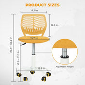 Homy Casa Teens Task Home Office Chair Ergonomic Small Cute Chair, Lumbar Support Breathable Mesh Seat for Student,Lime Yellow
