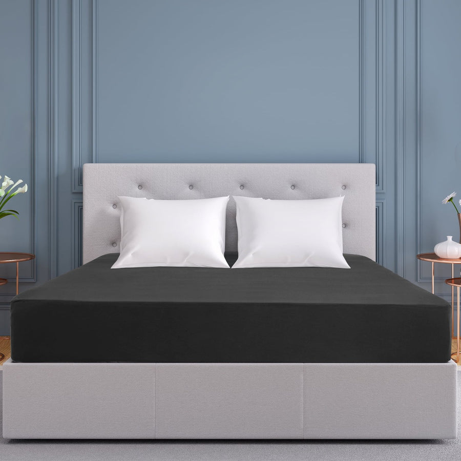PiccoCasa Soft 190GSM Brushed Polyester 16" Deep Pocket Fitted Sheets Black Full