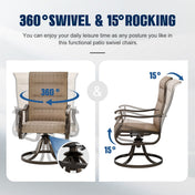 UDPATIO High Back Outdoor Dining Chairs Set of 4, All Weather Swivel Patio Chairs, Breathable Garden Outdoor Furniture for Backyard Deck