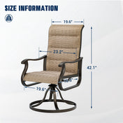 UDPATIO High Back Outdoor Dining Chairs Set of 4, All Weather Swivel Patio Chairs, Breathable Garden Outdoor Furniture for Backyard Deck