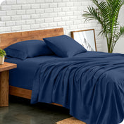 Bare Home Ultra-Soft Sheet Set - Premium 1800 Collection - Deep Pockets - 4-Pieces - Queen, Dark Blue