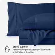 Bare Home Ultra-Soft Sheet Set - Premium 1800 Collection - Deep Pockets - 4-Pieces - Queen, Dark Blue