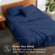 Bare Home Ultra-Soft Sheet Set - Premium 1800 Collection - Deep Pockets - 4-Pieces - Queen, Dark Blue