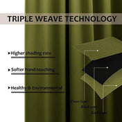 Amay Blackout Double Pinch Pleat Curtain Panel Dark Green 50"W x 168"L- 1Panel