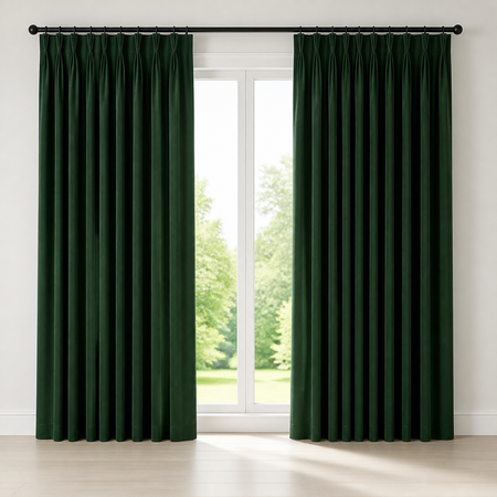 Amay Blackout Double Pinch Pleat Curtain Panel Dark Green 50"W x 168"L- 1Panel