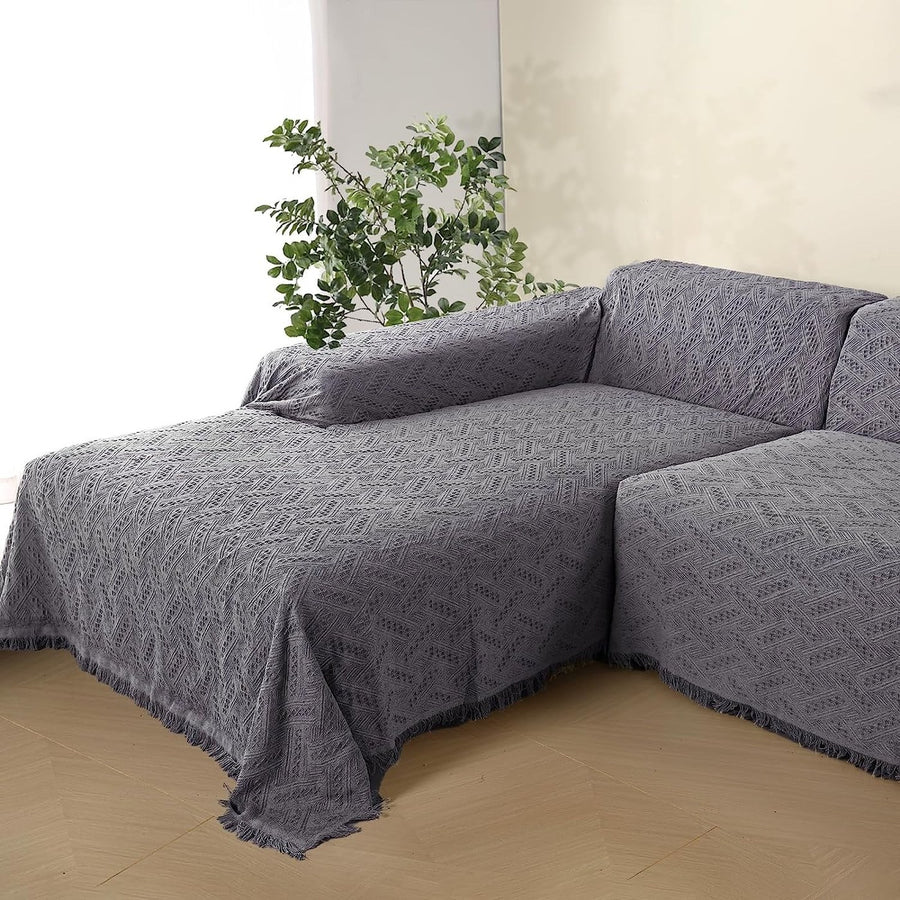 Sanmadrola Sofa Covers Sectional Couch Loveseat Covers Throw Sofa Cover Sofa Slipcover for Most Shape Sofas Decor Cotton Polyester Blend Thick Throw