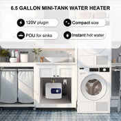 thermomate Electric Tank Water Heater, 6.5 Gallons Mini Tank Water Heater for Point of Use Instant Hot Water 120V 1440W Plugin to Use, Wall or Floor