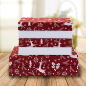 Holiday Pattern 1500 Series Sheet set (6-Piece) Bedding Set, Queen, Burgundy Reindeer