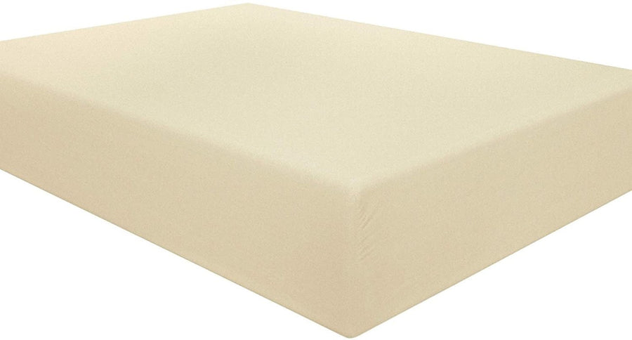 Amay 800TC Organic Cotton Split King Size Fitted Sheet ( 39X80 ) Fits Mattress Upto 12-15 inches, Beige Solid