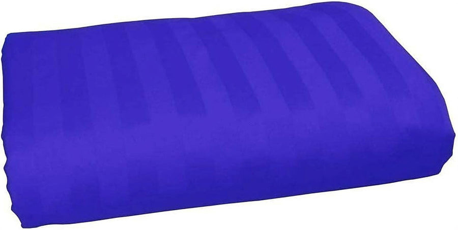 Amay 800 Thread Count 100% Organic Cotton Grand King/Super King Size 1PC Flat Sheet (110x125 ) Royal Blue Striped