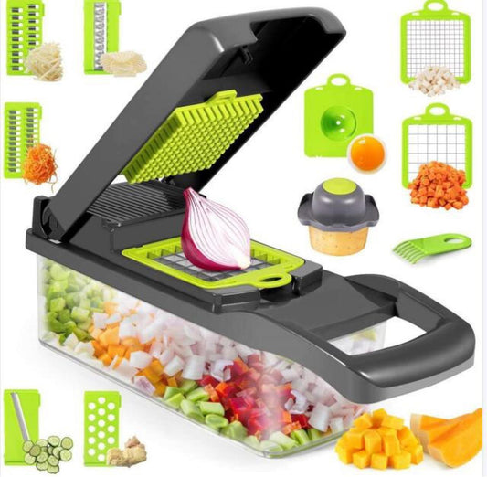 VeggieMaster Pro: 12-in-1 Kitchen Miracle for Easy Chopping, Slicing, and Dicing