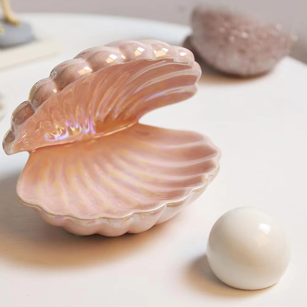 Night Light Ceramic Shell Pearl Lamp Bedroom Decoration Home Bedside Girl Gift