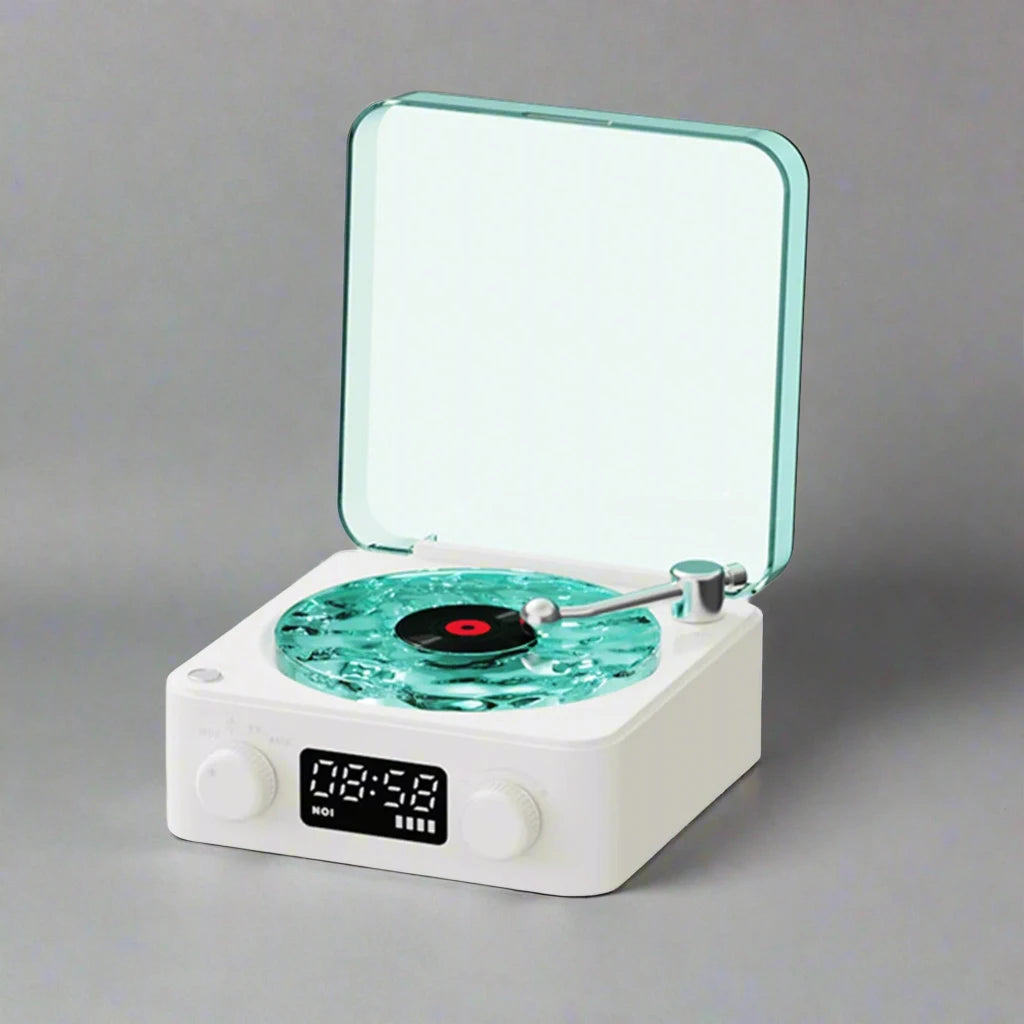 VintageVibes: Retro Bluetooth Turntable Speaker with RGB Light & White Noise