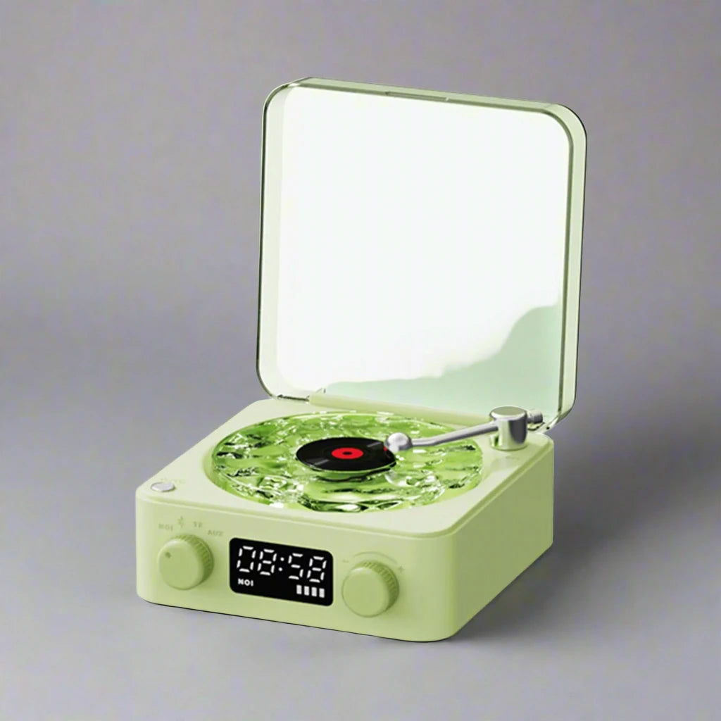 VintageVibes: Retro Bluetooth Turntable Speaker with RGB Light & White Noise