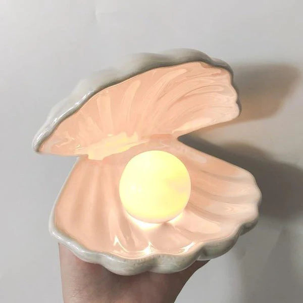 PearlGlow: Ceramic Shell Night Light for Elegant Bedroom Decor