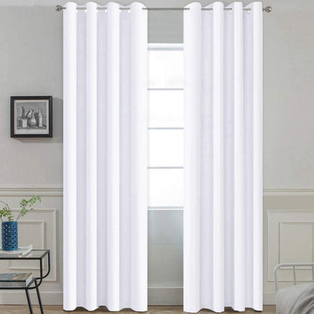 Amay Grommet Top Blackout Curtain Panel White 120 inch Wide by 120 inch Long-1 Panel