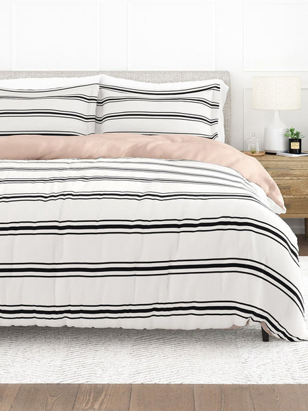 Comfort Canopy - 3 Piece Rose Desert Stripe Microfiber Duvet Cover Set with Shams for Twin Beds