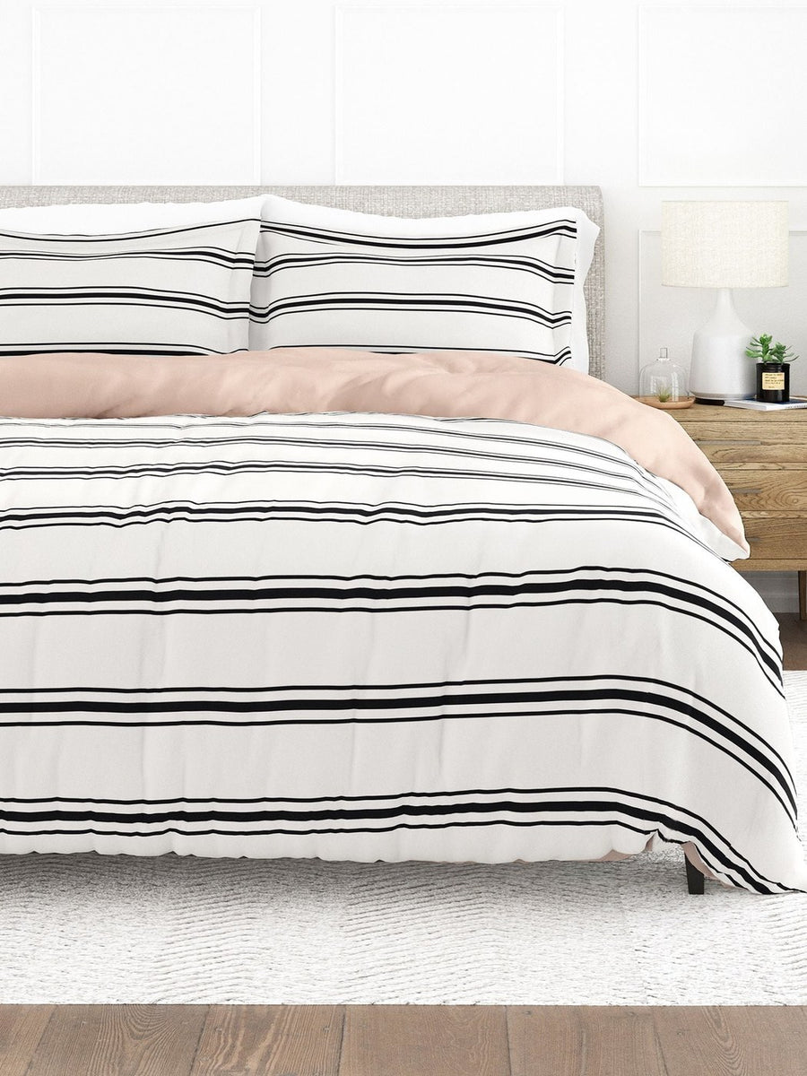 Comfort Canopy - 3 Piece Rose Desert Stripe Microfiber Duvet Cover Set with Shams for Twin Beds