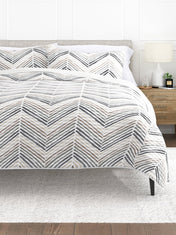 Comfort Canopy - Light Gray Reversible Painted Chevron Stitched Quilt Coverlet for Twin Size Beds