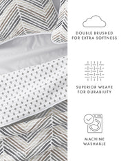 Comfort Canopy - Light Gray Reversible Painted Chevron Stitched Quilt Coverlet for Twin Size Beds