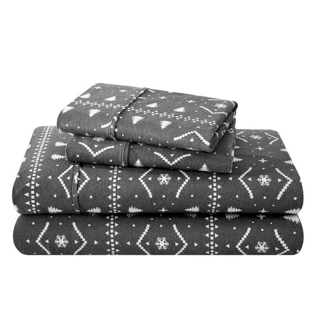 Bare Home Flannel Sheet Set - 100% Cotton - Deep Pocket - 3 Pieces - Twin, Winter Alpine