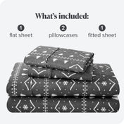 Bare Home Flannel Sheet Set - 100% Cotton - Deep Pocket - 3 Pieces - Twin, Winter Alpine