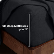 Bare Home Cozy Fleece Sheet Set - Extra Plush Polar Fleece - Deep Pocket - Split King, Black